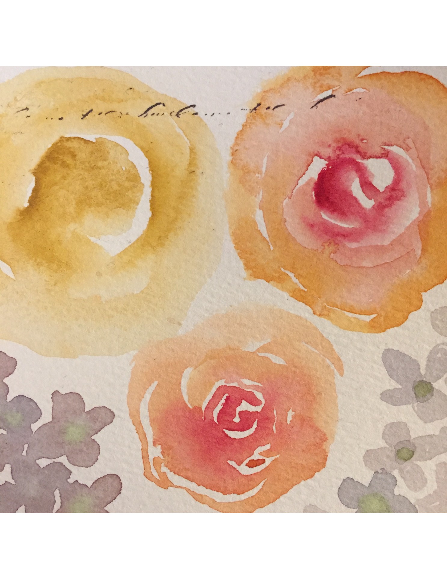 Vintage-style watercolor study of roses on antique paper